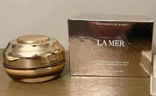La Mer The Concentrated Night Balm in a luxurious gold-colored jar with matching gold packaging, 50ml / 1.7 oz.