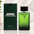  Prada Paradigme Eau de Parfum for Men 3.3 oz 100 mL green perfume bottle with matching dark green box.